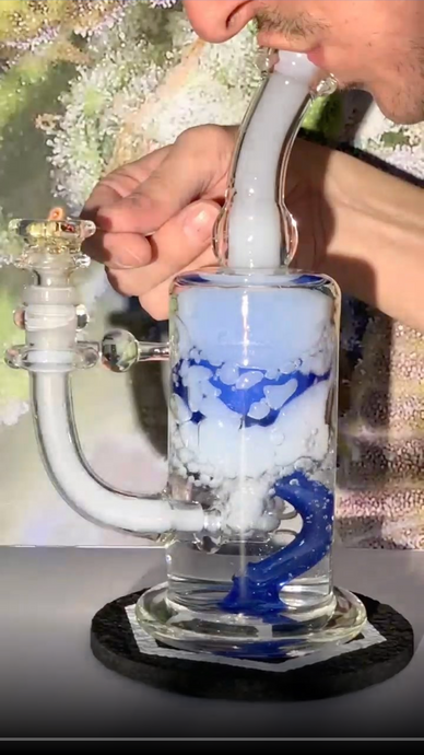 Mobius Glass Recurve - Blue Cheese - Slow Motion 240fps Bong Rip